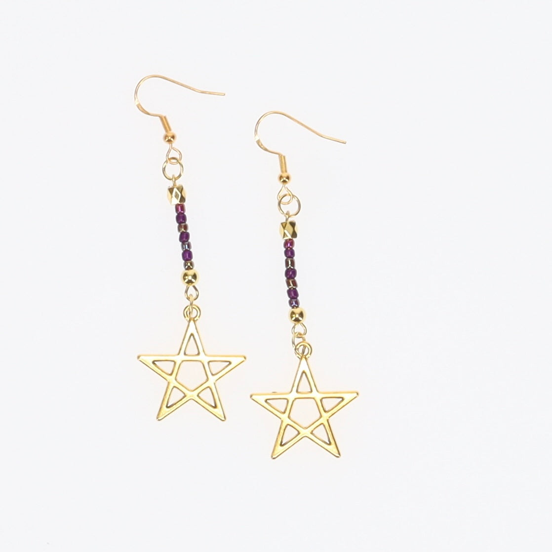 Gold Star Drop Earrings