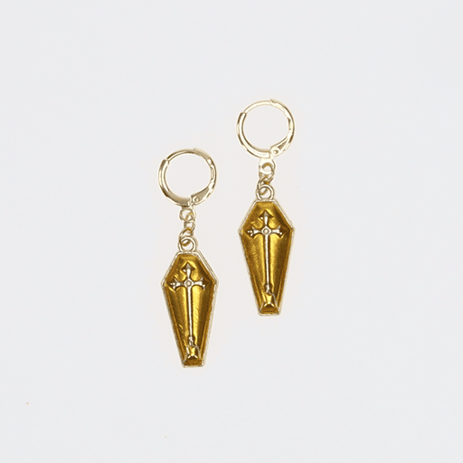 Gold Coffin Huggie Earrings